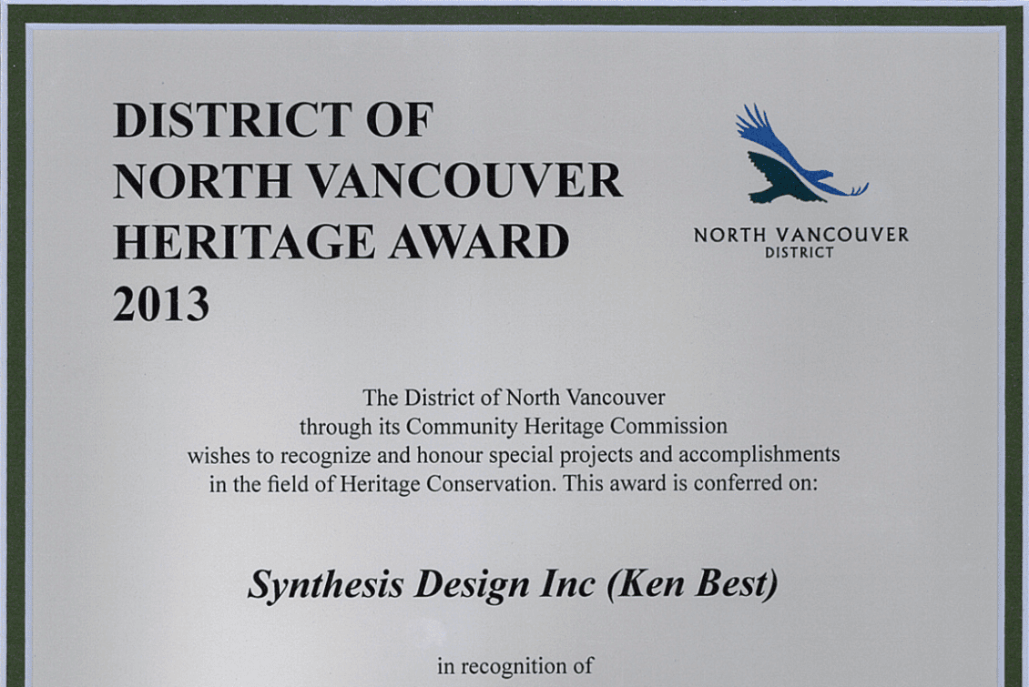 2013 North Vancouver Heritage Award